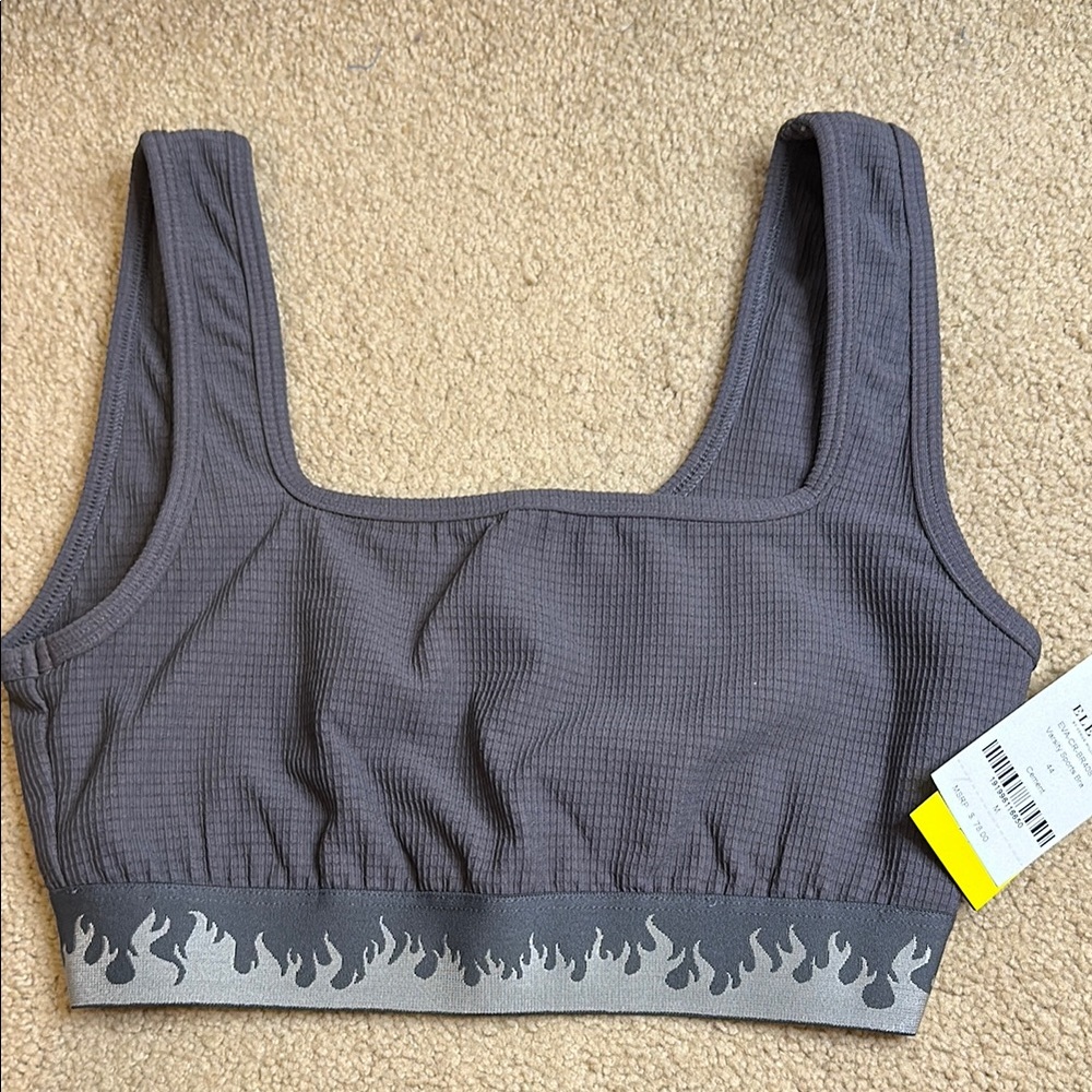 Eleven by Venus Williams Varsity Sports Bra with Flame Design cement design
